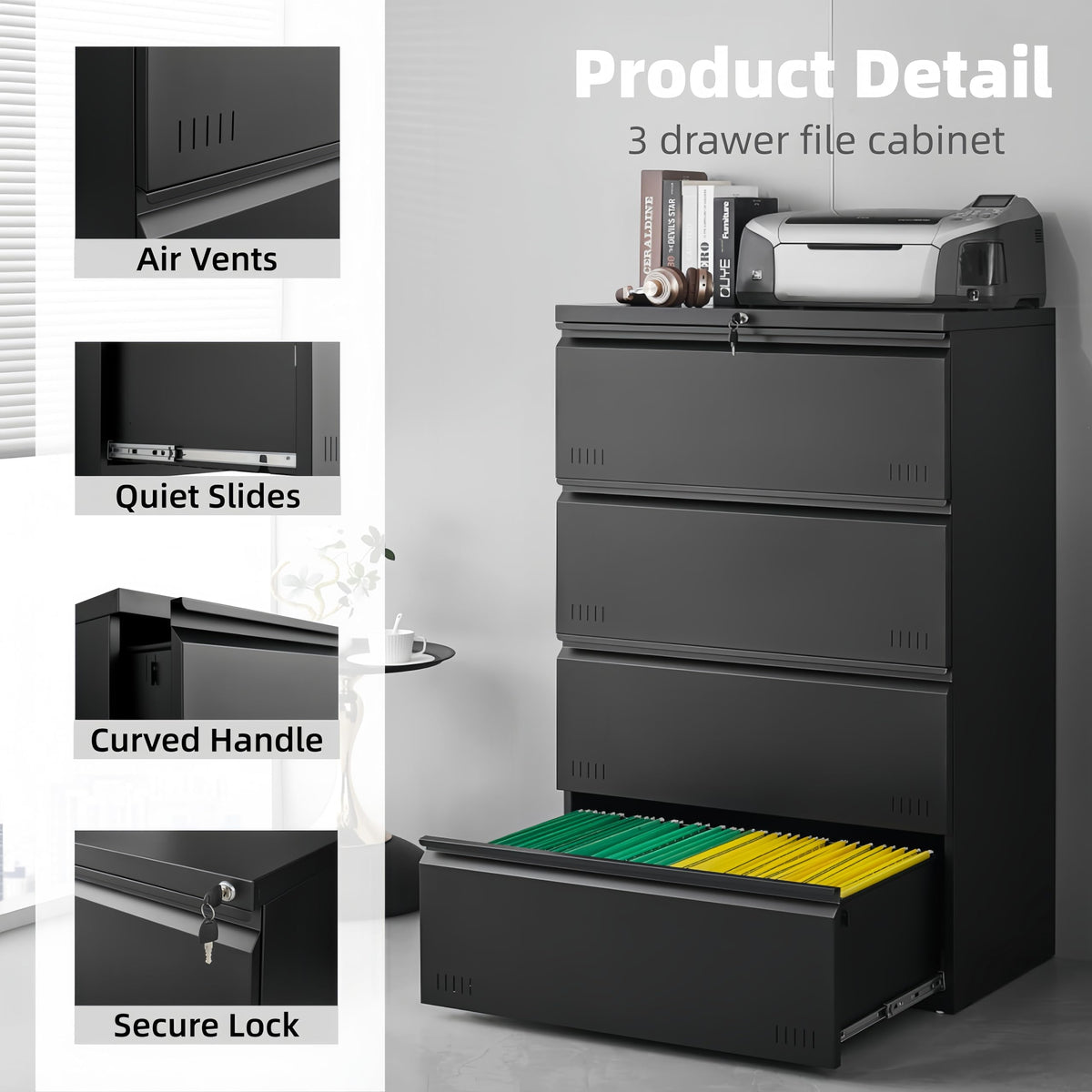 4 Drawer Metal File Cabinet with Lock M763