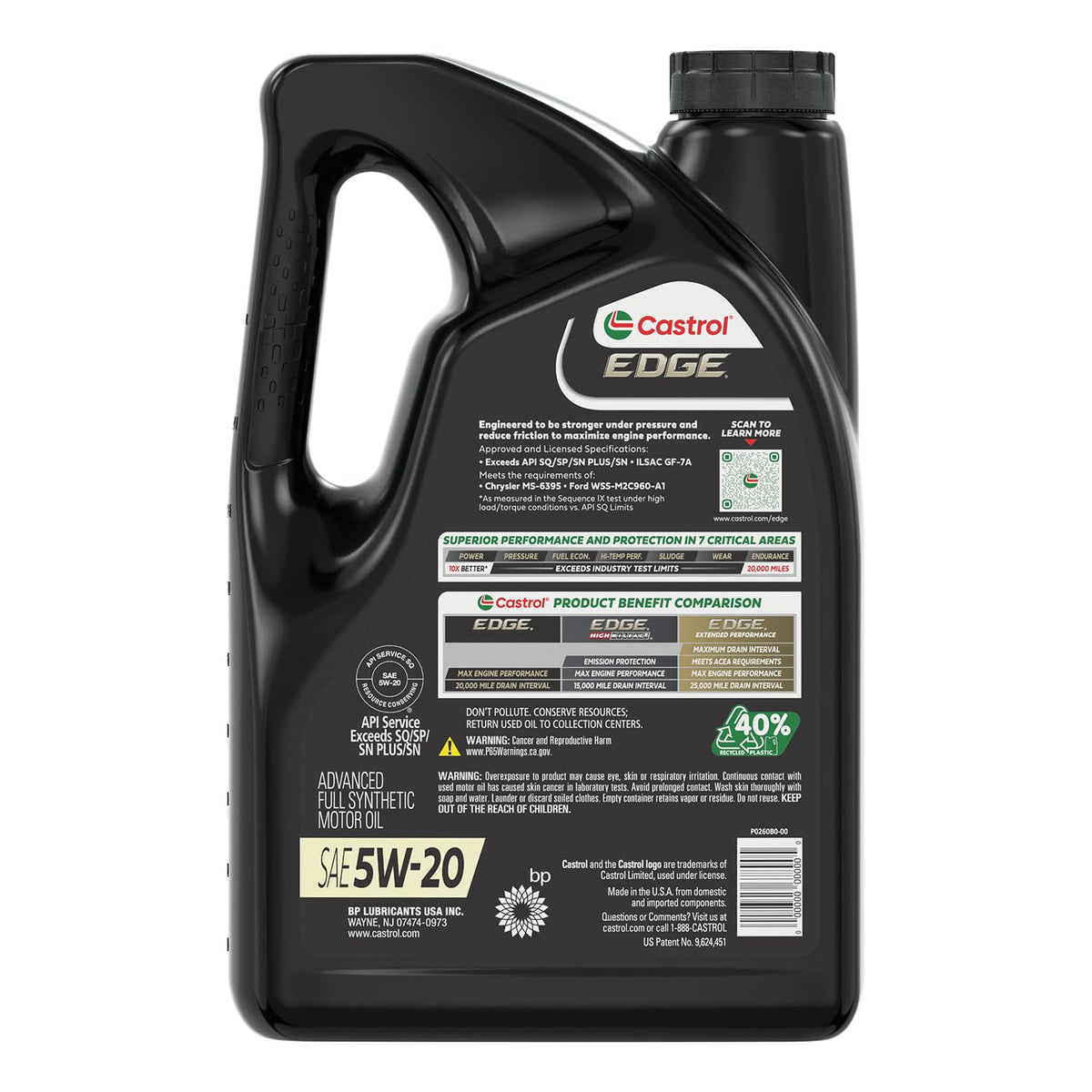 5W-20 Full Synthetic Motor Oil, 5 Quarts Y470882