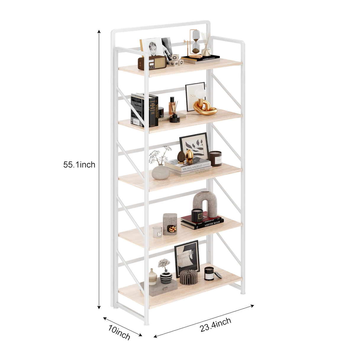 Folding Bookshelf, 5-Tier Storage Shelves Z800