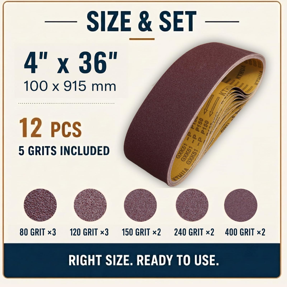 4x36 Aluminum Oxide Sanding Belts, 12 Pack Y469930