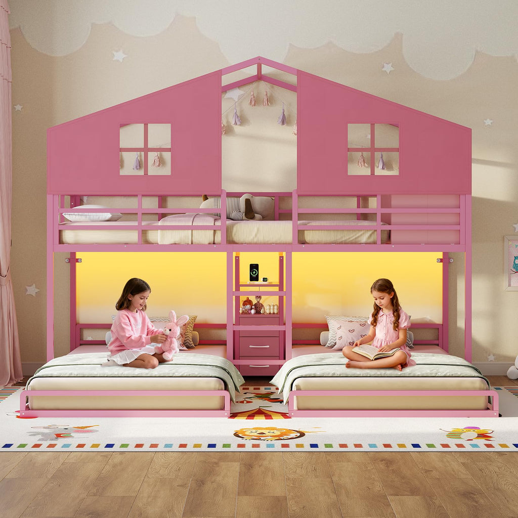 Triple Bunk Bed Twin Over Twin with Storage A5722