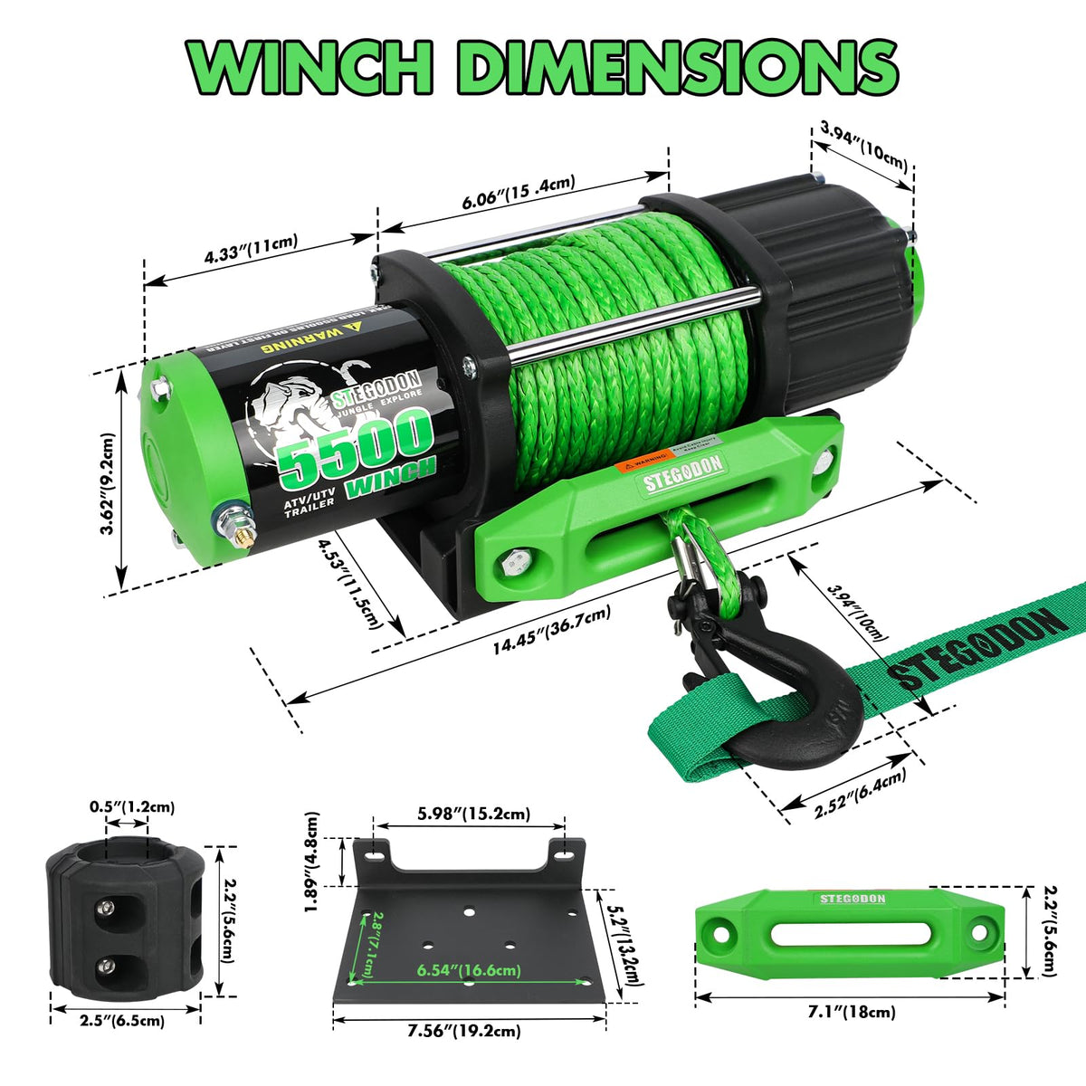 12V Electric Winch with Synthetic Rope and Wireless Remote C69580