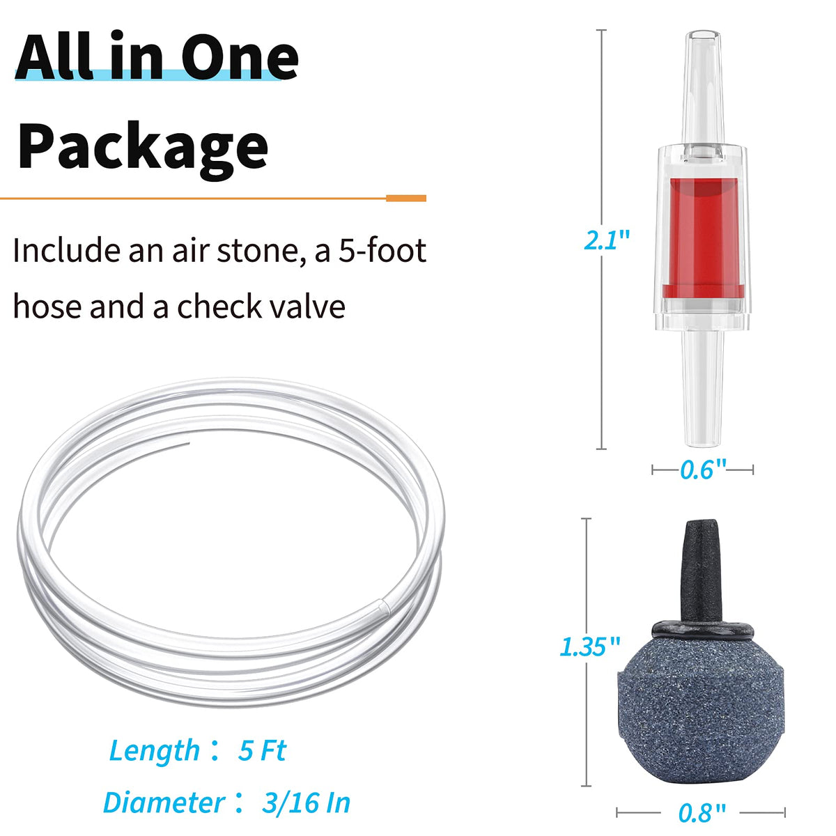 15-40 GPH Compact Quiet Aquarium Air Pump with Air Stone B364130