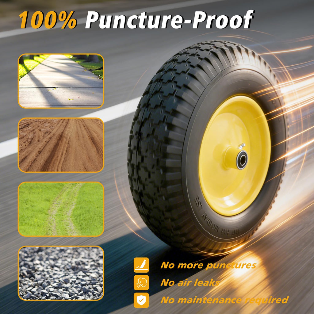 16 Inch Flat Free Wheelbarrow Tire and Wheel 2 Pack C11965