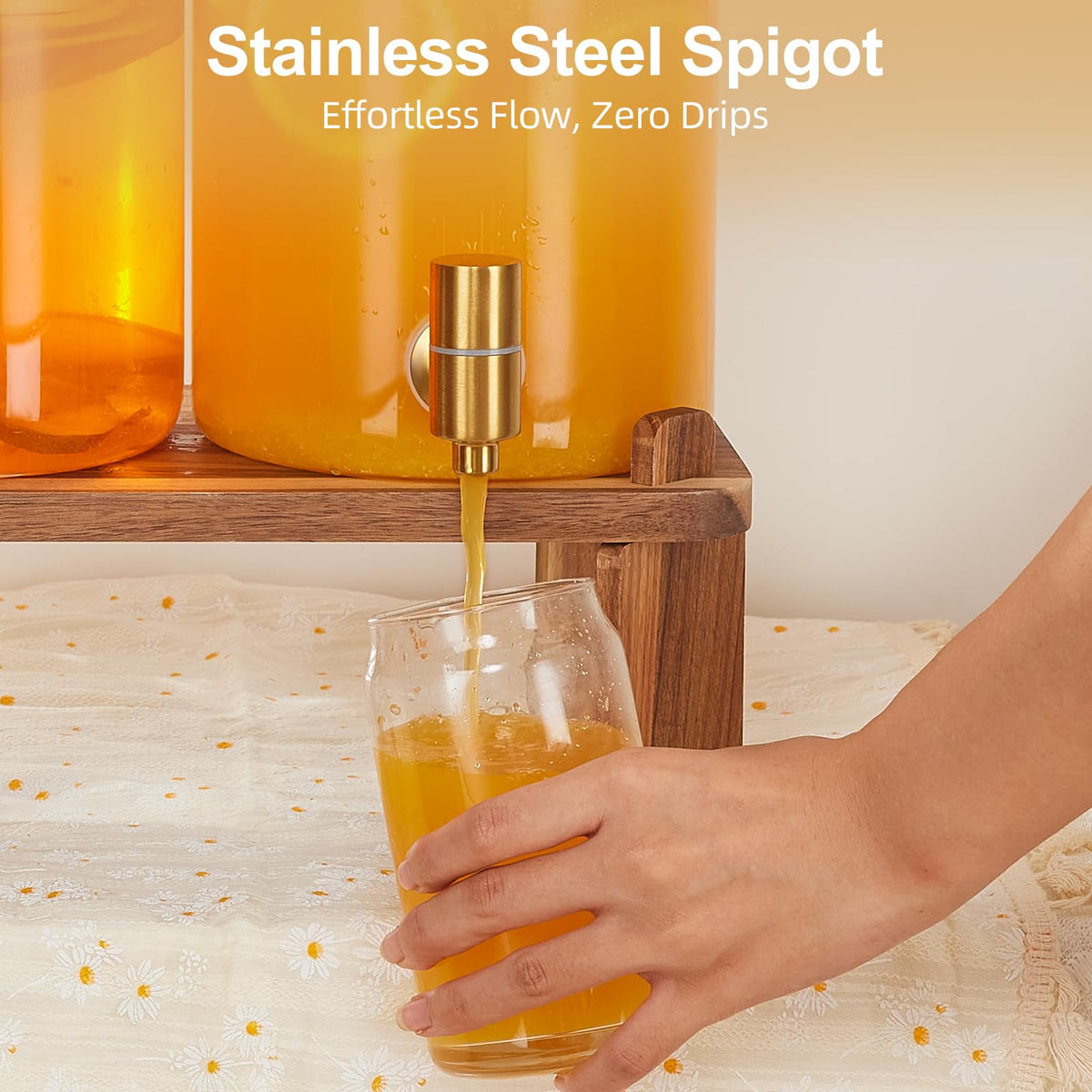 2pcs 1.2 Gallon Glass Drink Dispenser with Stand Z2396