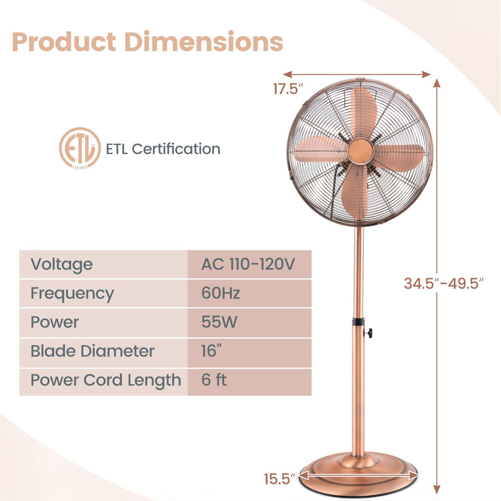 16 Inch Oscillating Pedestal Fan Q608014