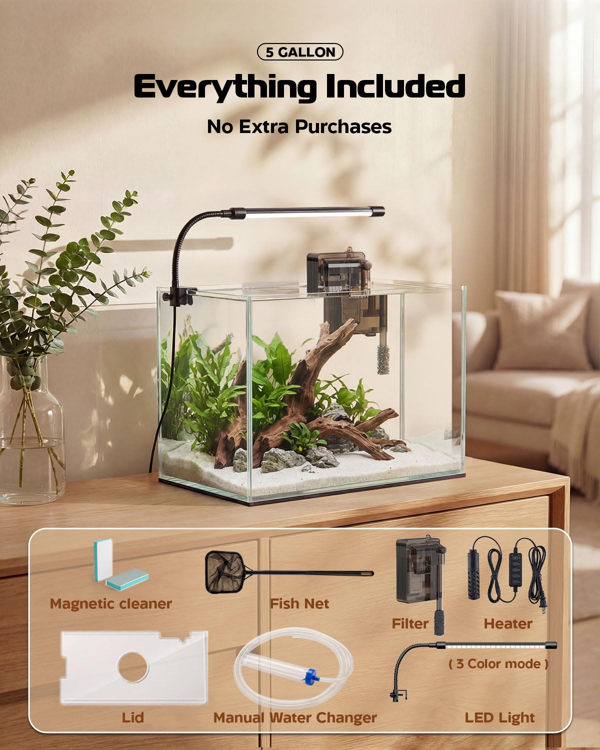 5 Gallon Glass Aquarium Starter Kit U387853