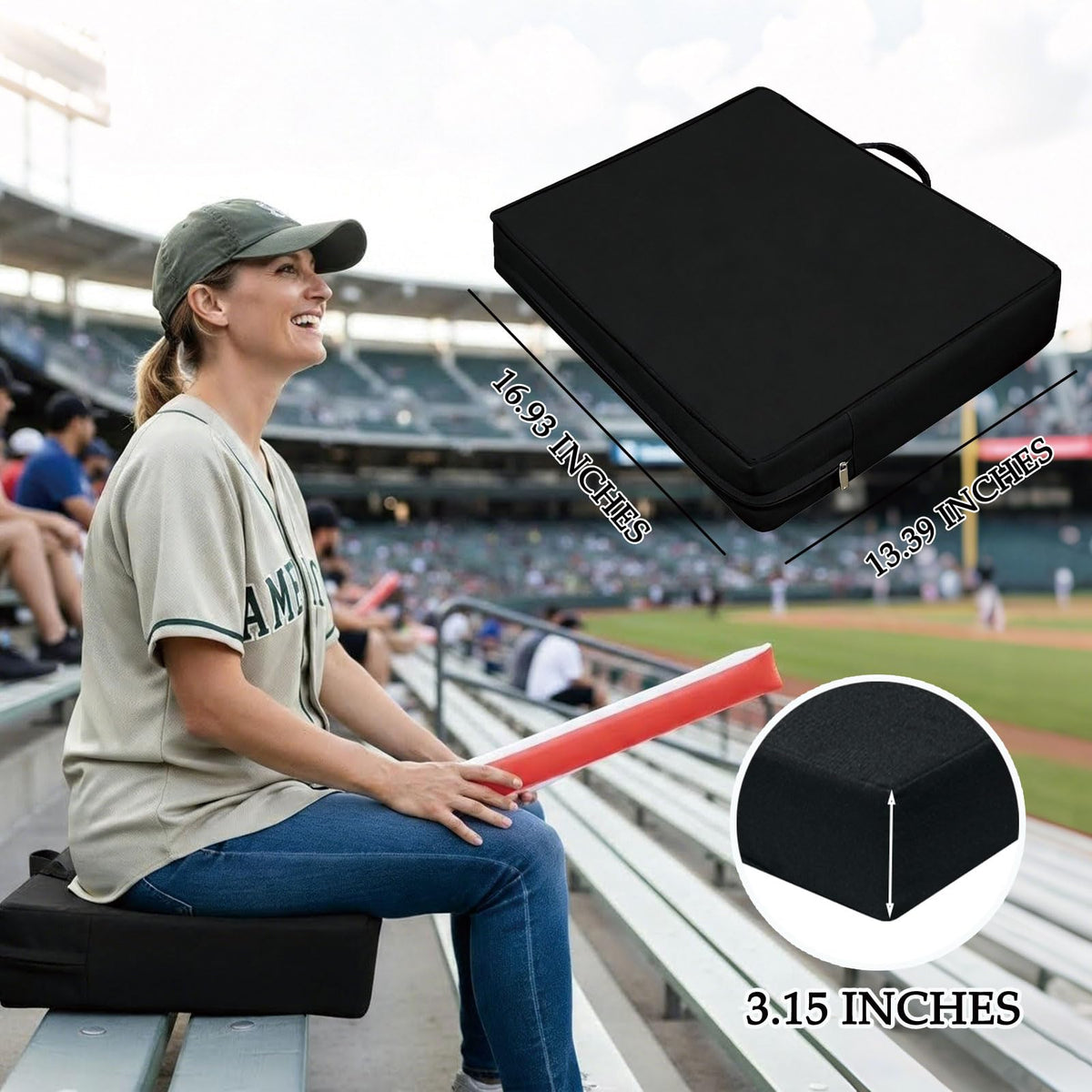 3.15 Inches Thick Portable Waterproof Stadium Seat Cushion J5787