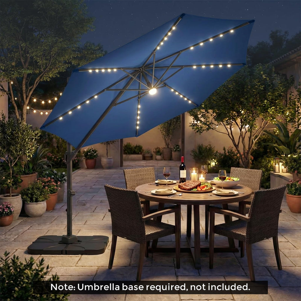10ft Solar LED Offset Cantilever Patio Umbrella F64242