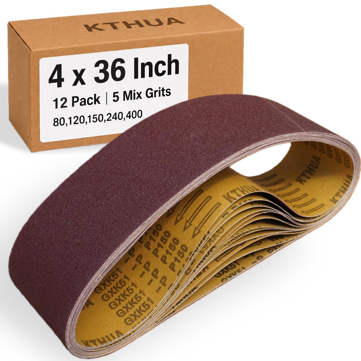 4x36 Aluminum Oxide Sanding Belts, 12 Pack Y469930