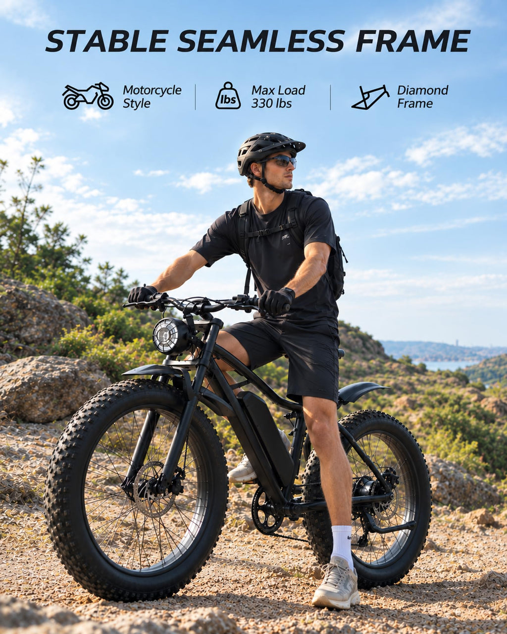 26" Fat Tire Electric Mountain Bike with 48V 13Ah Battery B558