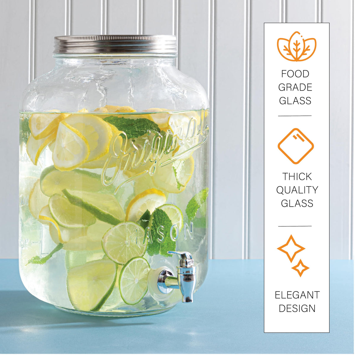 2 Gallon Glass Drink Dispenser with Spigot X423