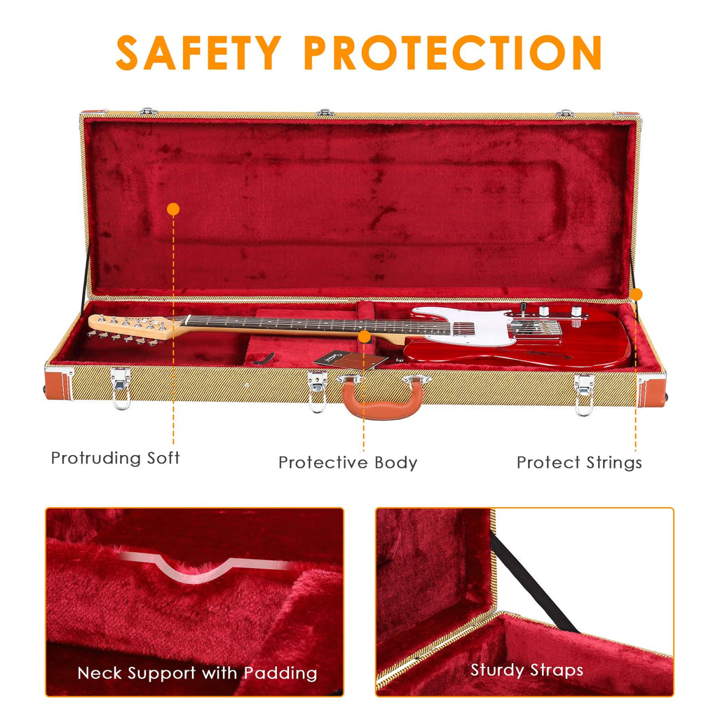 39-Inch Wooden Hard Shell Electric Guitar Case K1265