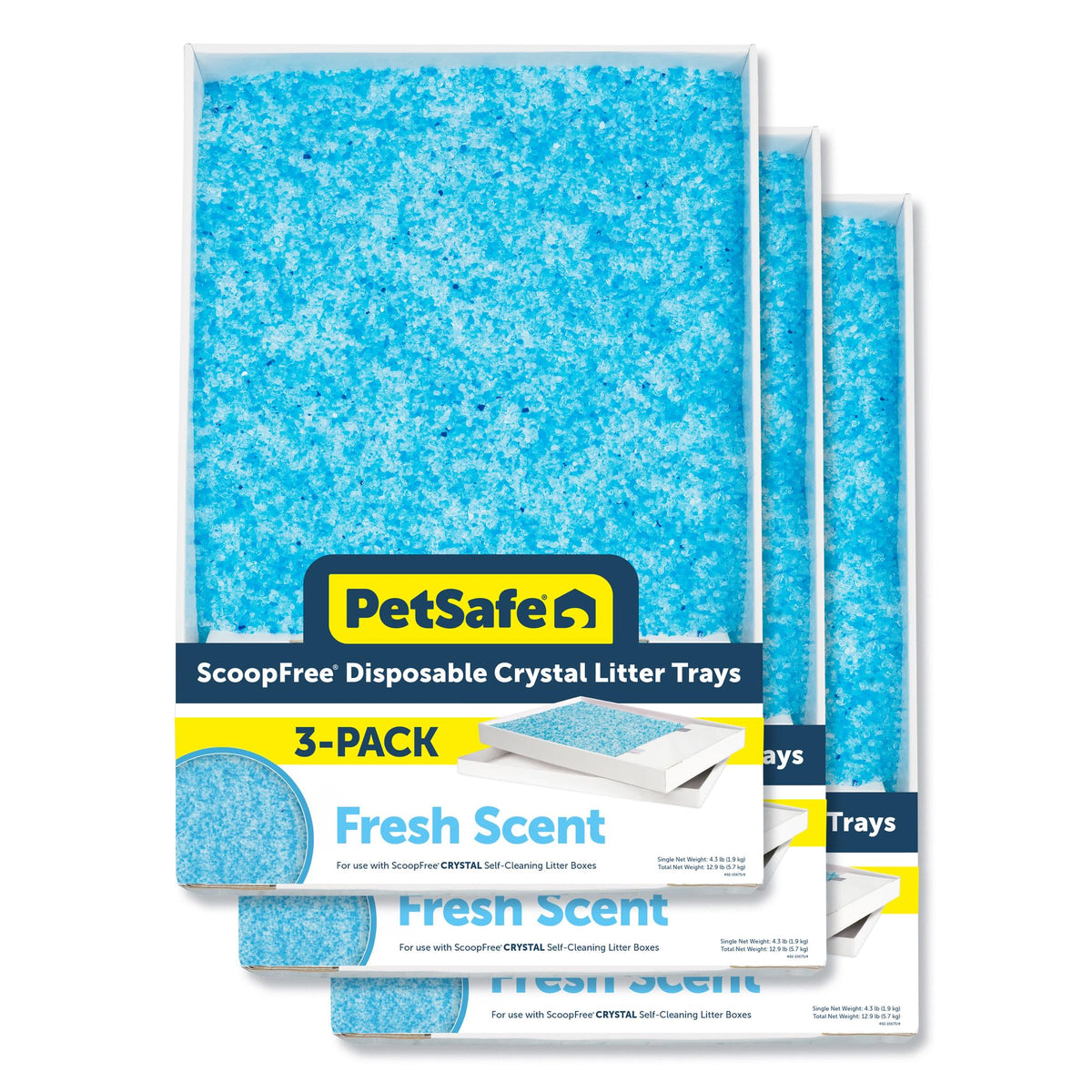 Disposable Crystal Cat Litter Tray, Fresh Scent, 3 Pack V333