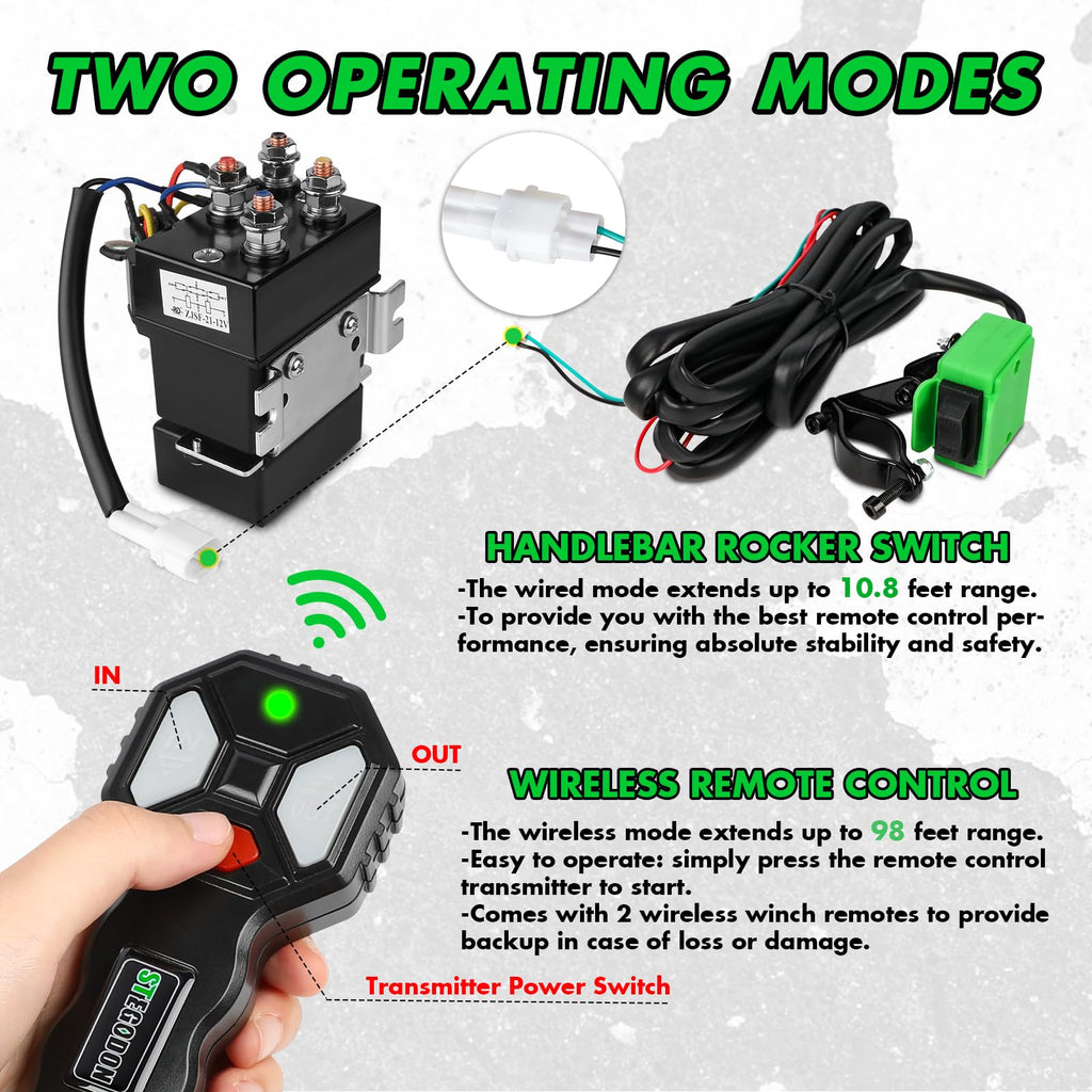 12V Electric Winch with Synthetic Rope and Wireless Remote C69580