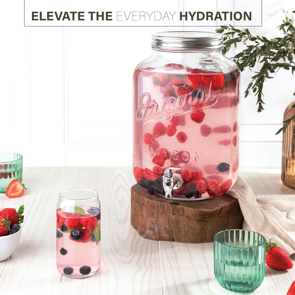 2 Gallon Glass Drink Dispenser with Spigot X423