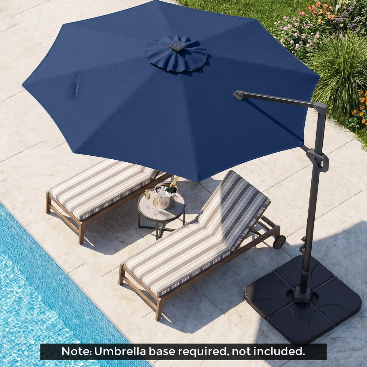 10ft Solar LED Offset Cantilever Patio Umbrella F64242