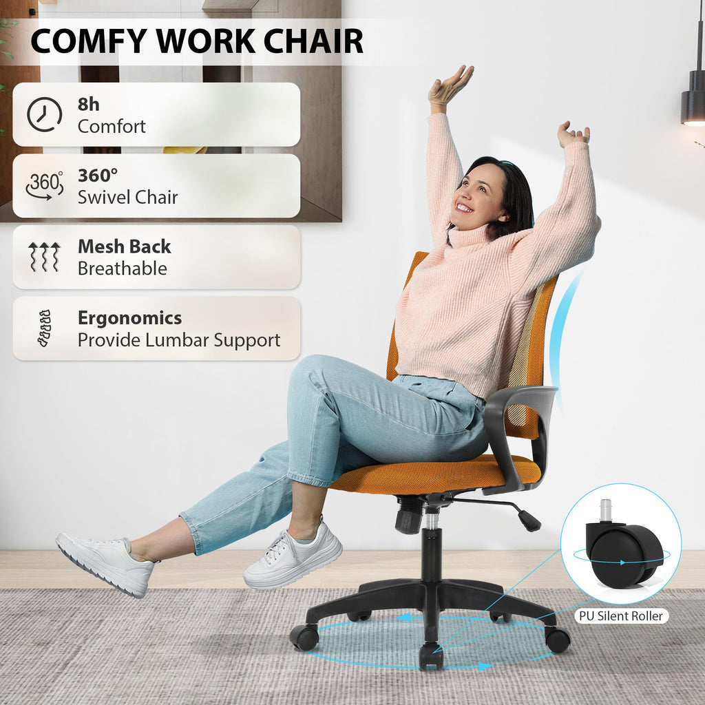 Adjustable Mid Back Ergonomic Mesh Office Chair with Lumbar Support P665573
