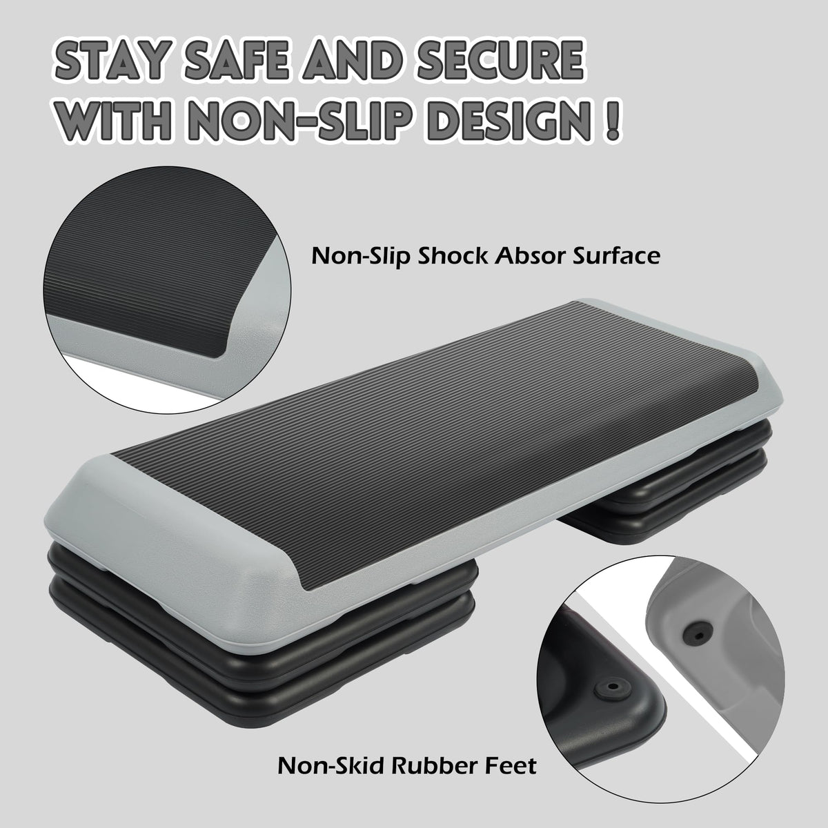 Adjustable Step Aerobic Platform with 4 Stackable Risers P269