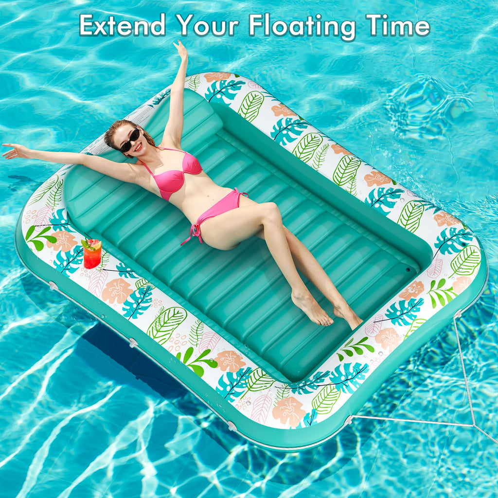 2 Pack Inflatable Pool Float Mat & 75" x 51" Tanning Pool Lounger F20016
