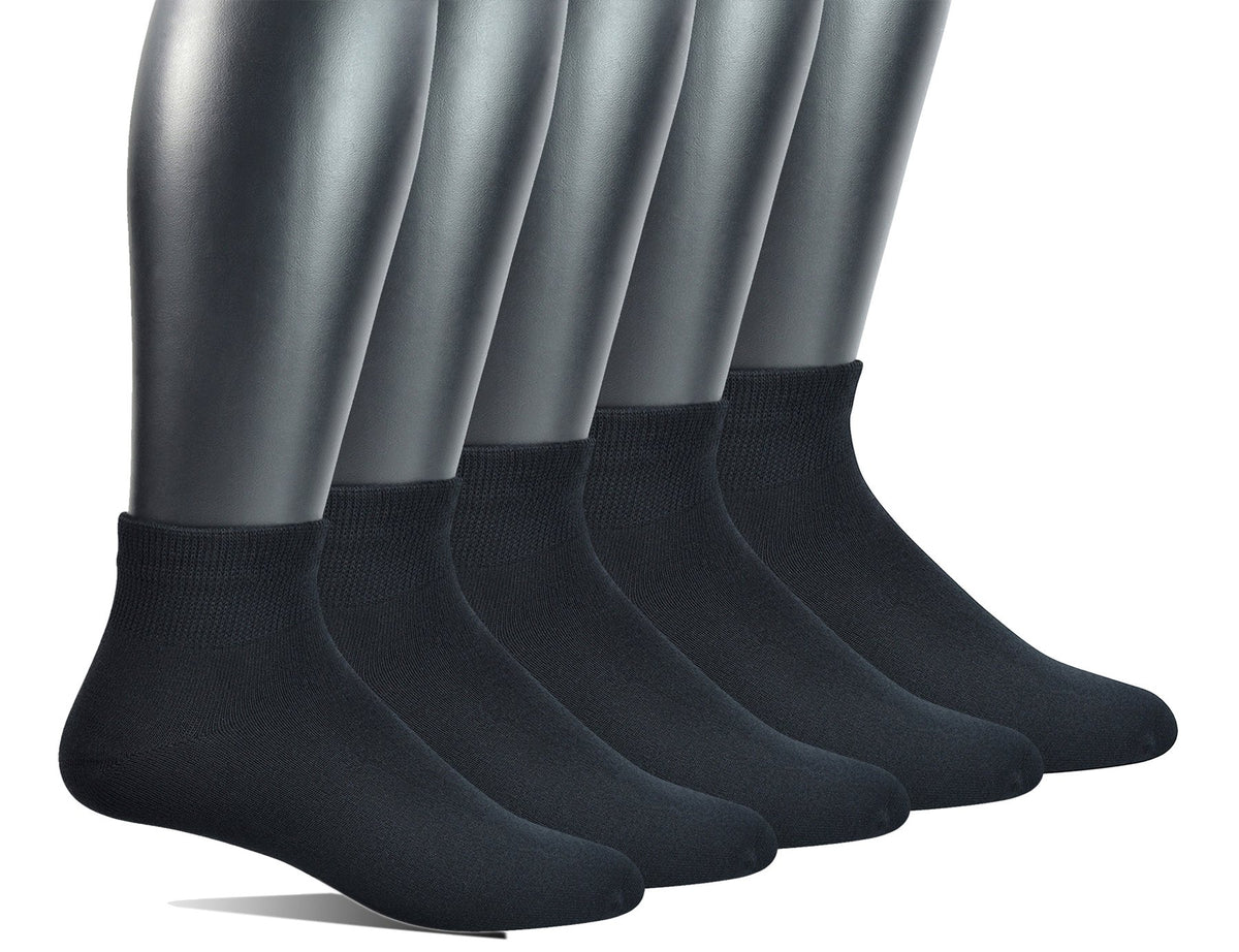Men's 5 Pairs Non-binding Flat-Knit Ankle Socks with Seamless Toe D468
