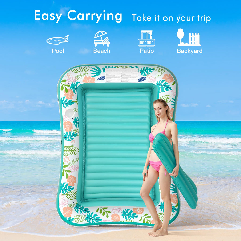2 Pack Inflatable Pool Float Mat & 75" x 51" Tanning Pool Lounger F20016
