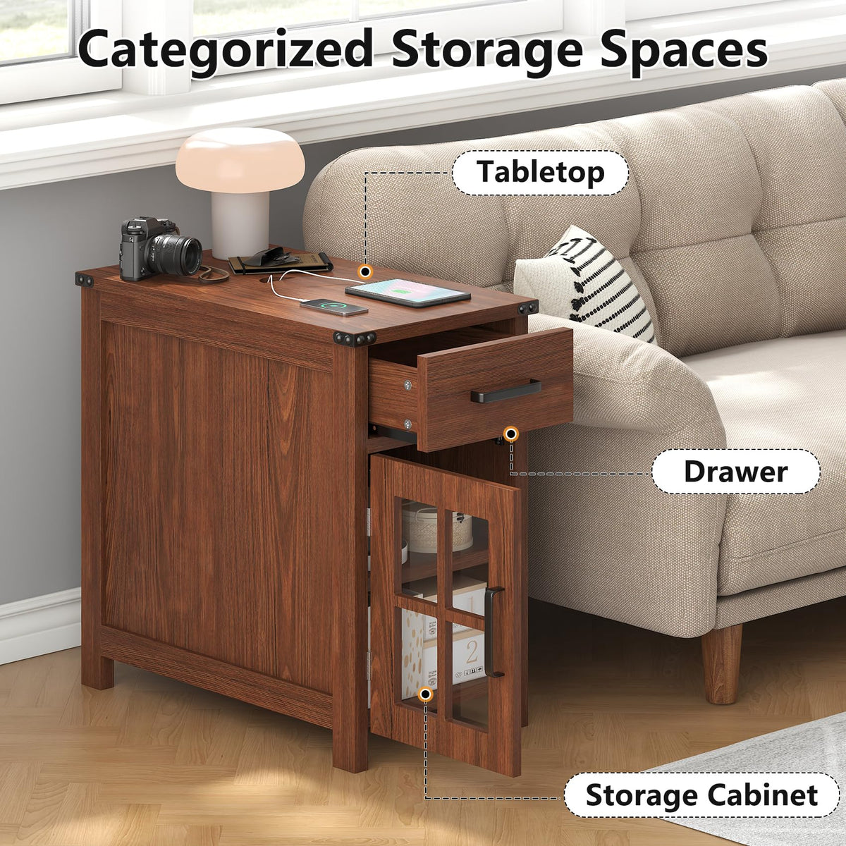 End Table with Charging Station W2428