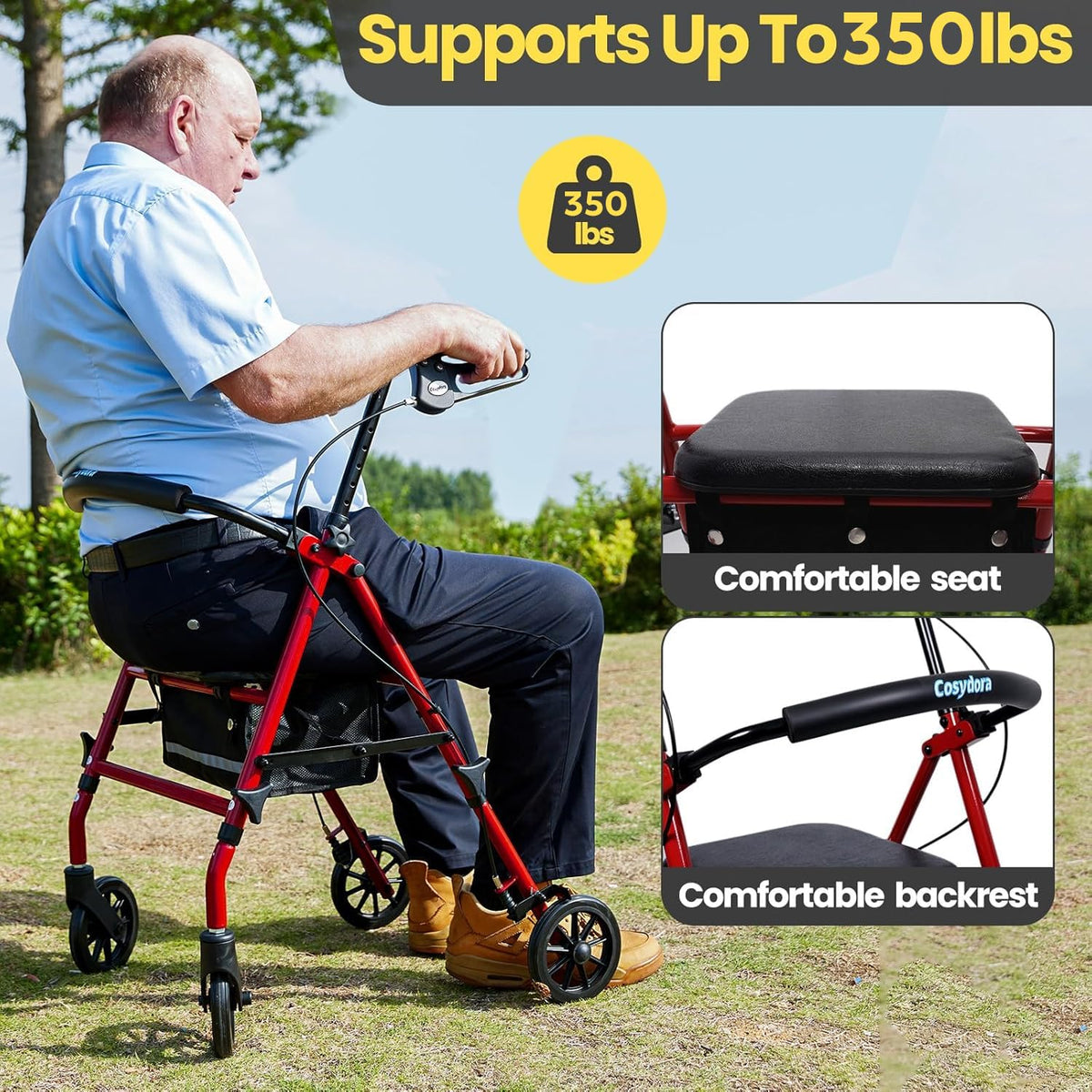 Heavy-Duty Rollator Walker with Seat S844700