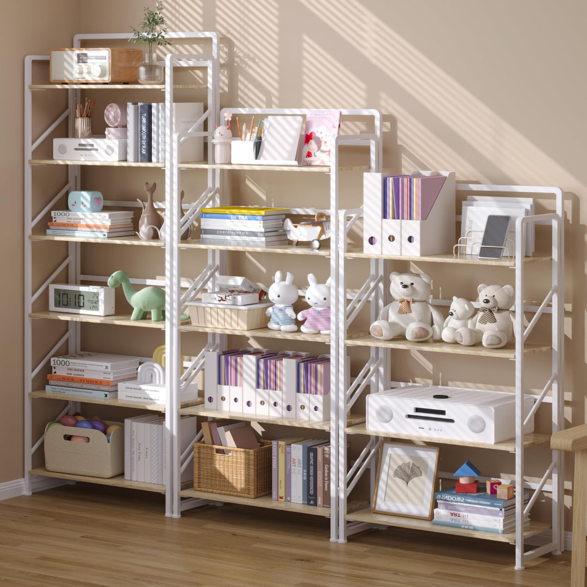 Folding Bookshelf, 5-Tier Storage Shelves Z800