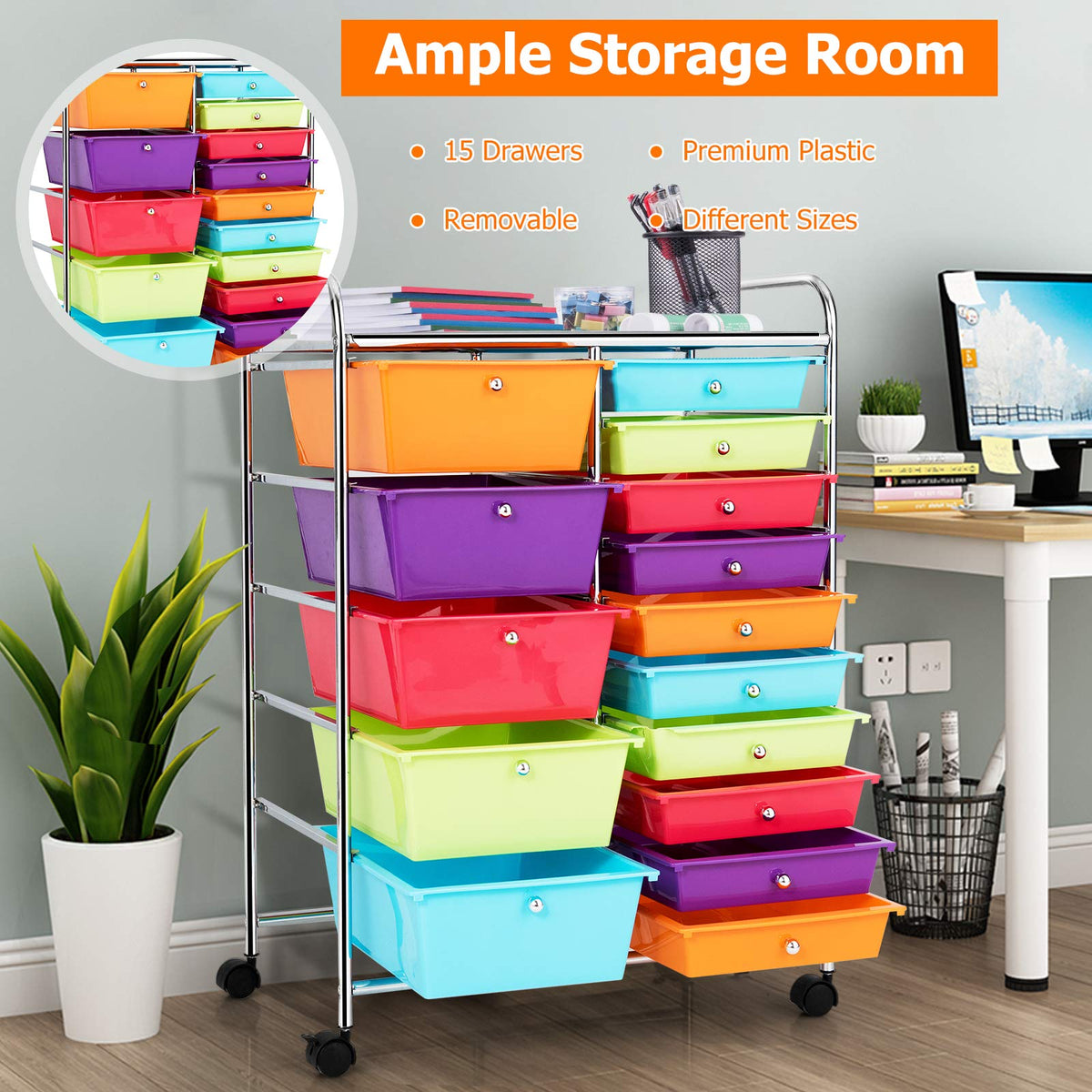 15 Drawer Rolling Storage Cart E537773