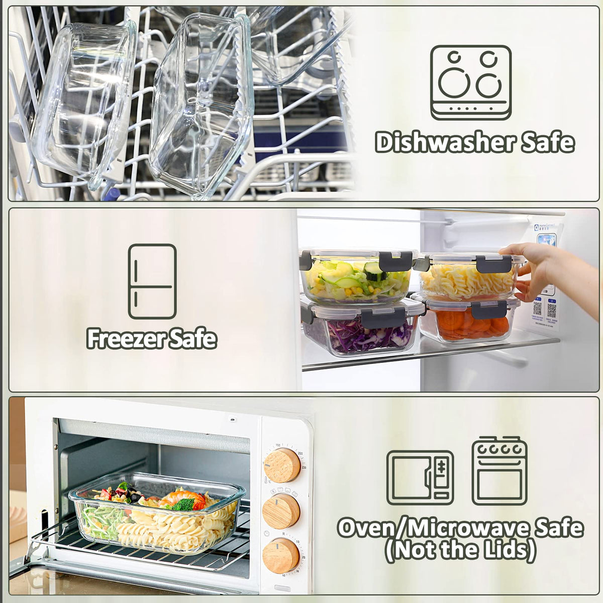 30 oz Glass Food Storage Containers with Lids Y98584