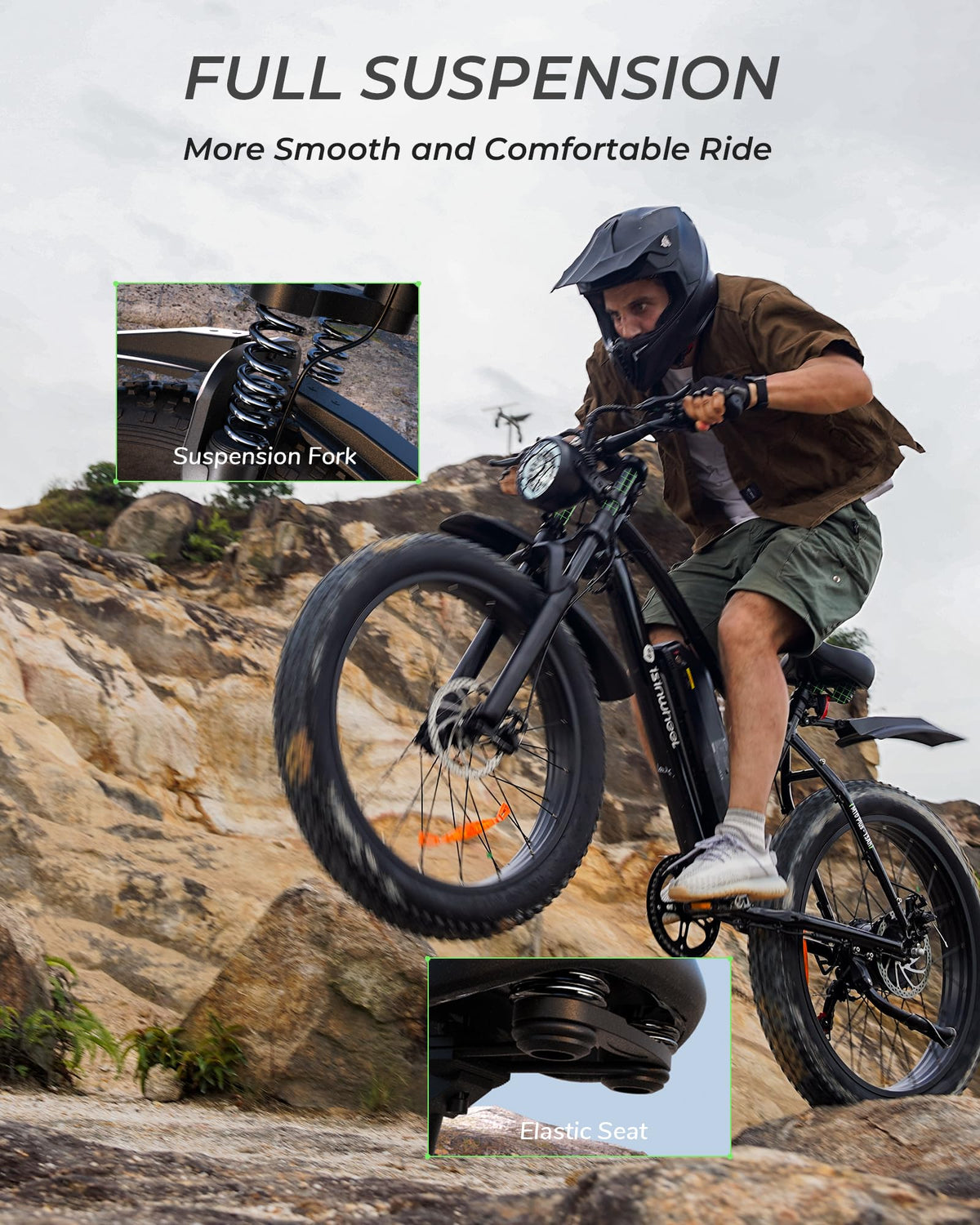 26" Fat Tire Electric Mountain Bike with 48V 13Ah Battery B558