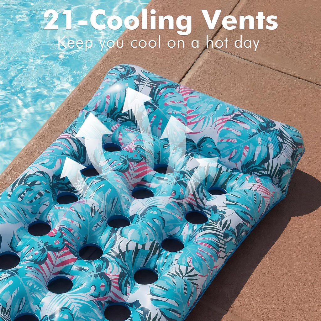 2 Pack Inflatable Pool Float Mat & 75" x 51" Tanning Pool Lounger F20016